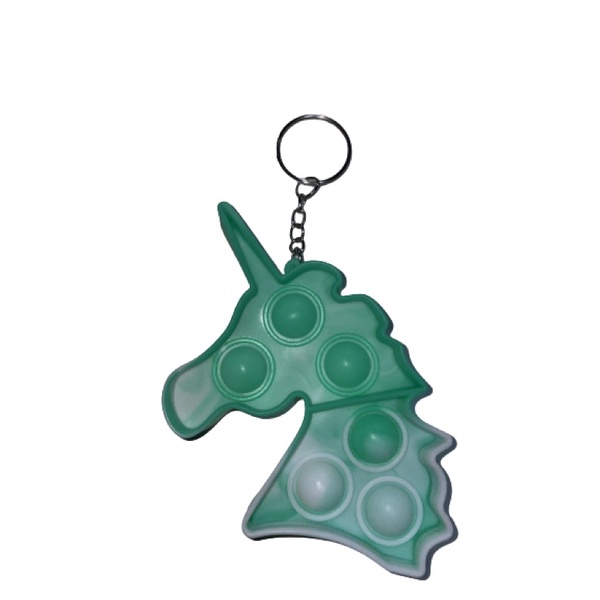 Gantungan Kunci Pop It & Gelang Pop It Pastel Rainbow | Pop It Gurita | Princess Key Chain (Snow White Cinderella Aurora Belle) | Pop It Warna Lilac Pink Tosca Fidget Key Chain Macaron-Unicorn Hijau