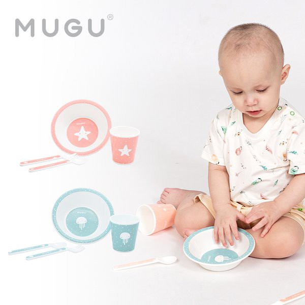 MUGU mooimom  Kids Dinnerware Set Perlengkapan Makan bayi dan anak / Sendok Garpu Gelas mangkuk