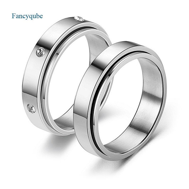 Fancyqube Cincin Spinner Figet Bahan Stainless Steel Anti Stress Untuk Pria Dan Wanita