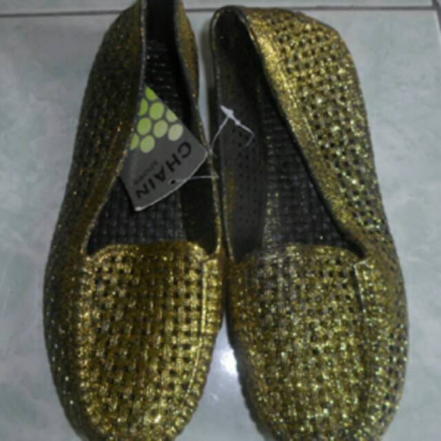 Sepatu Flat Karet Glitter Wanita