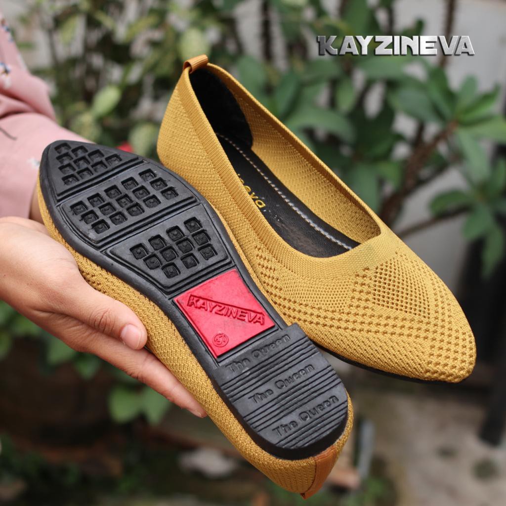 KAYZINEVA | CC04 Sepatu Wanita Rajut Flat Premium