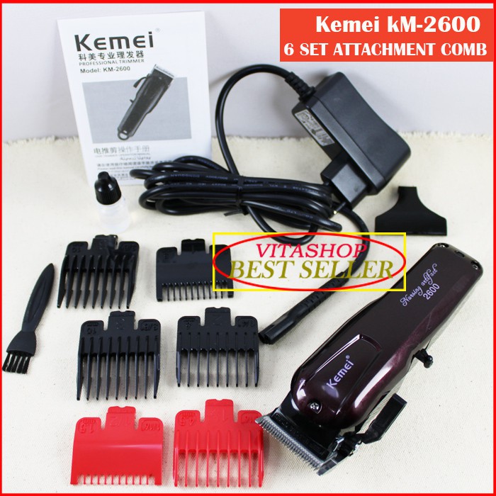 MESIN CUKUR RAMBUT KEMEI KM 2600 SEPATU SISIR SET KOMPLIT clipper