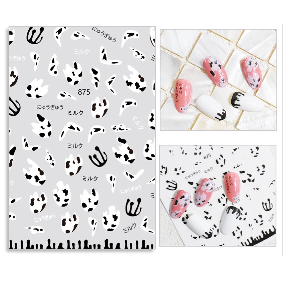 1 Lembar Stiker Kuku Motif Sapi Kartun Anti Air Untuk Wanita
