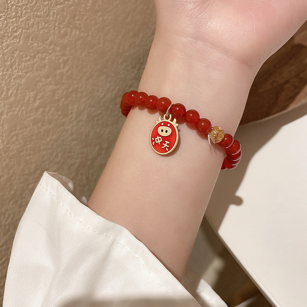 Hu Hu Hu Hu Hu Alat Bantu Pasang Kacamata♡ Gelang Tali Kepang Adjustable Dengan Charm Zodiak Cina Bahan Alloy Untuk Festival Musim Semi