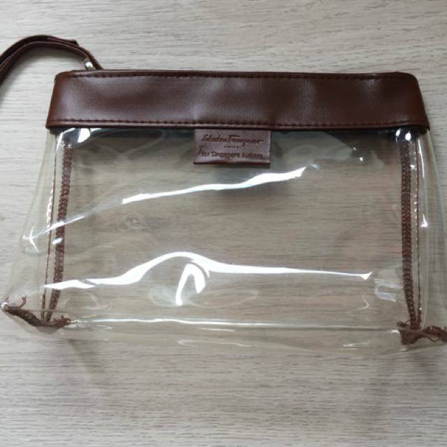 SALVATORE FERRAGAMO TRANSPARANT POUCH 21 x 14 x 7.5 cm