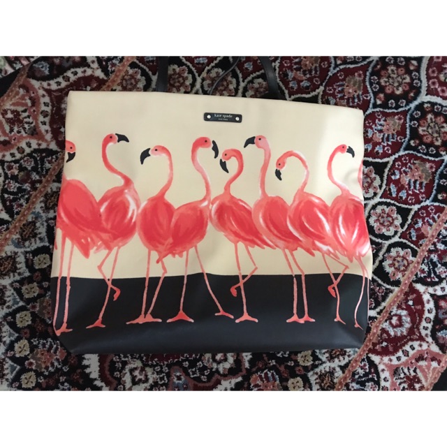 Preloved Kate Spade Flamingo tote bag. Pemakaian 3x, good condition, uk 34x32x12. Authentic