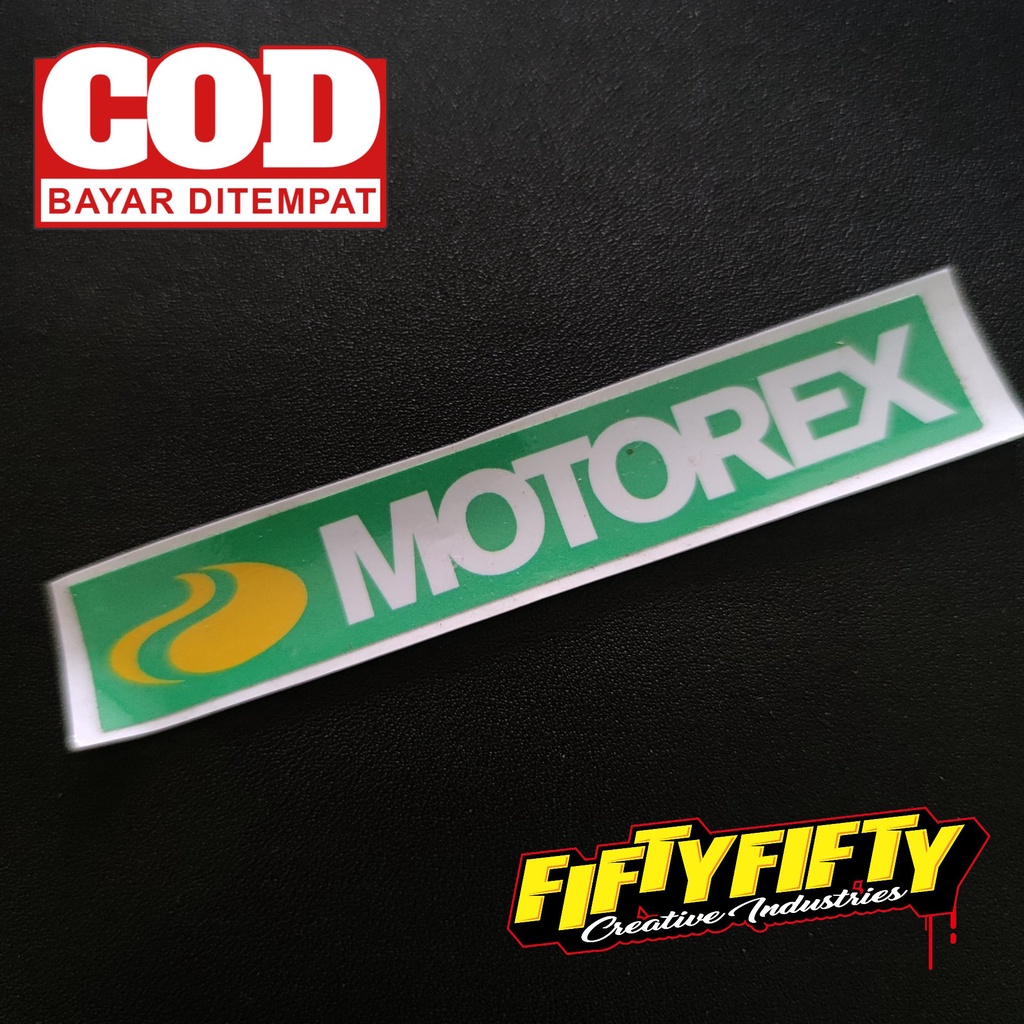 Stiker Print Cut MOTOREX Stiker Printing Laminasi Glossy Tahan Air Stiker Motor Mobil Helm Sudah Membentuk Pola Desain