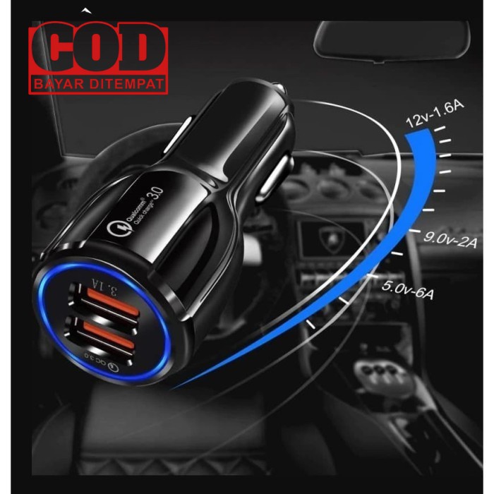 Dual USB Car Charger with 2 PORT Spring Cable