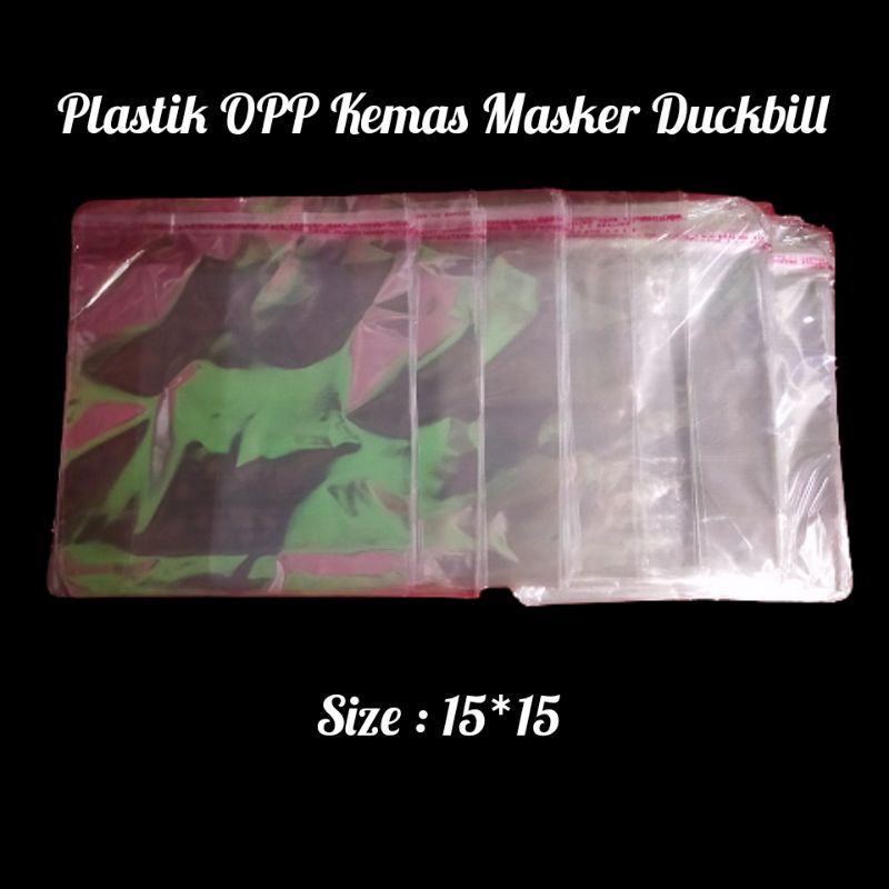 Plastik OPP Kemas Masker Duckbill - Ukuran Masker Duckbill - 15 x15  - Plastik Kemas Masker