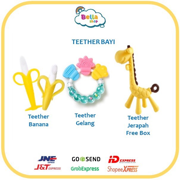 Teether Bayi MURAH Kerincingan Bulat/Mainan Gigitan Bayi/Teether Banana/Teether Jerapah - BELLA SHOP