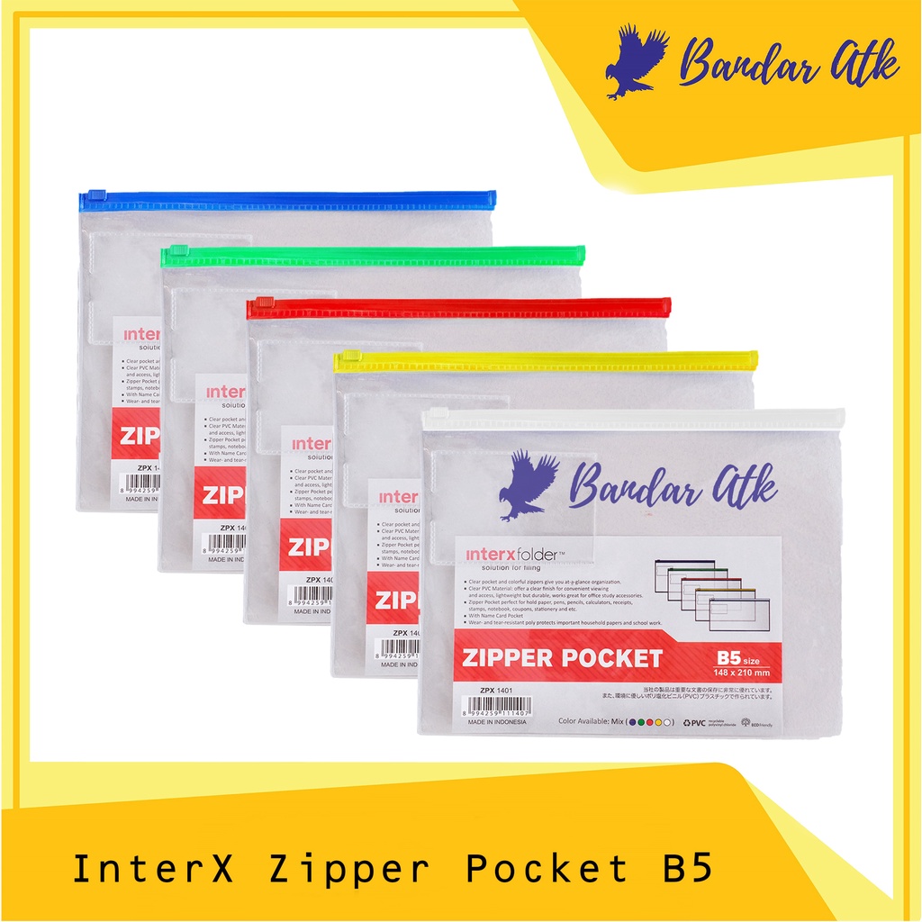 

INTERX Zipper Pocket B5 Transparant - ZPX 1402 Warna Random [1 PCS]