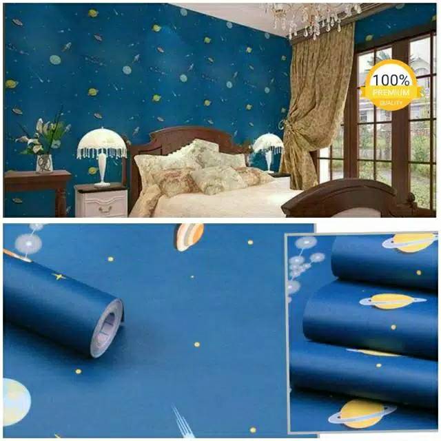 Wallpaper stiker dinding murah motif luar angkasa