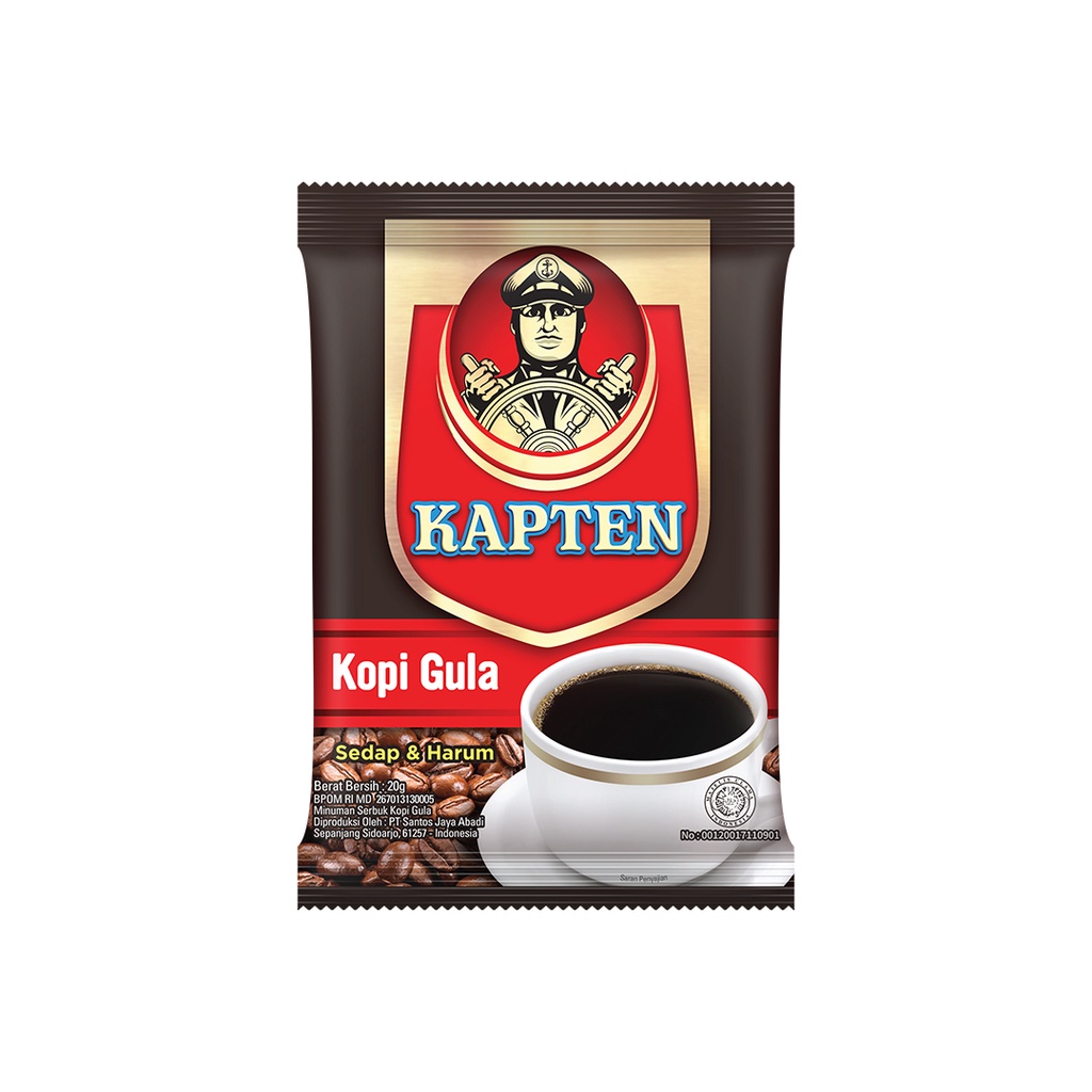 Kopi Kapten Gula 1 Renteng ( Isi 10 x 20 gr )