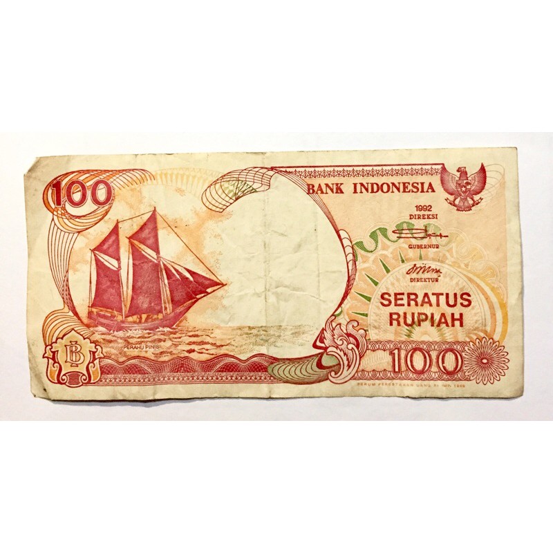 UANG RP 100 KERTAS TAHUN 1992