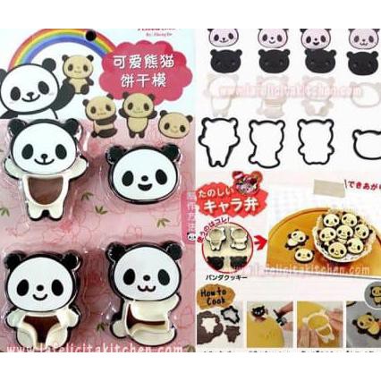 Cetakan Cookies Panda Kue Kering Panda Isi 4 - Cetakan Bento Panda - Cetakan Bento Lucu - Cetakan Sayur Keju