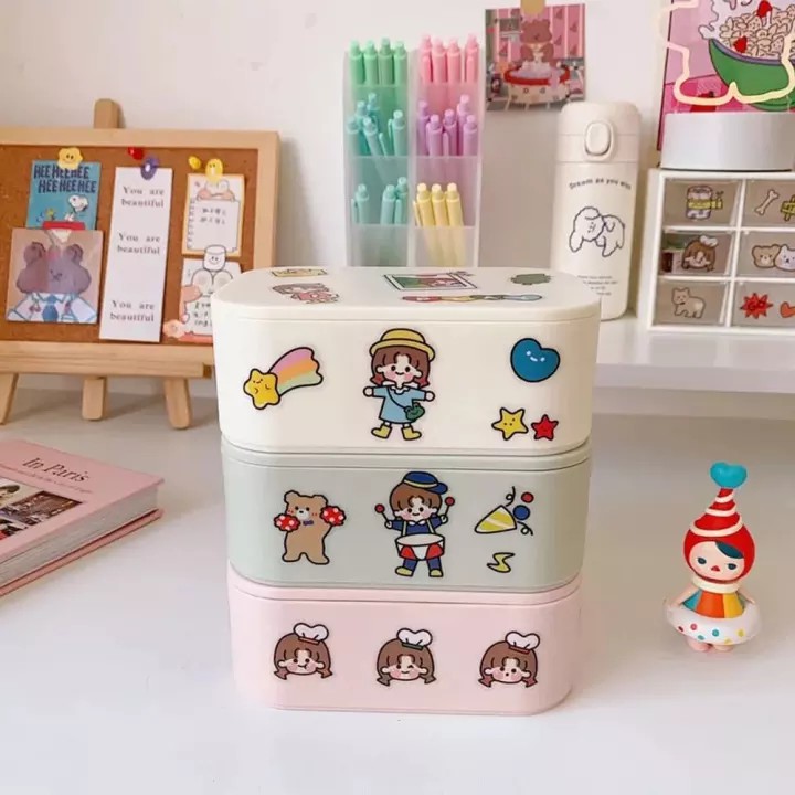 

Sticker PET Cute Cartoon Girl Stiker Hias Jurnal Stiker Box