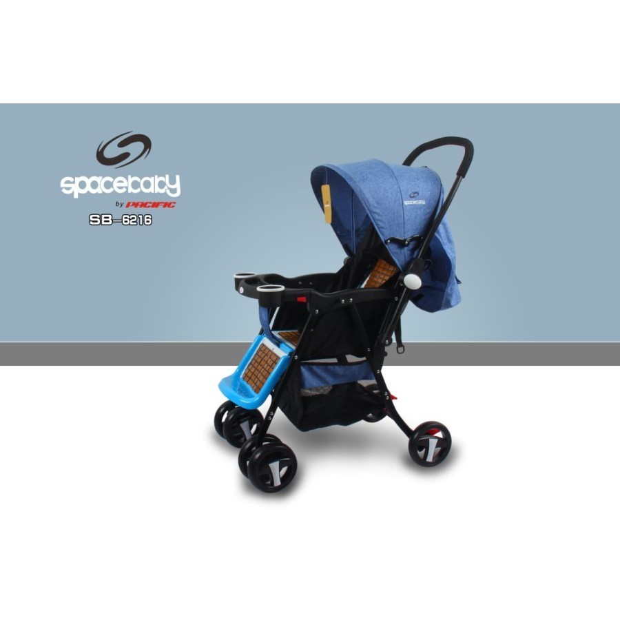 SPACEBABY Stroller SB 5011/6202/6211/SB 6215/SB 6216/SB 325-1/SB 329-1 Kereta Dorong Bayi Hadap Depan Belakang-SB6216 Blue