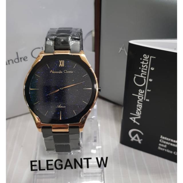 JAM TANGAN ALEXANDER CHRISTIE PRIA ORIGINAL AC 8602MH BLACK ROSEGOLD