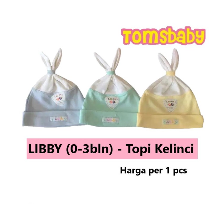 LIBBY 1pcs Topi Kelinci Bayi WARNA Polos (0-3bln)