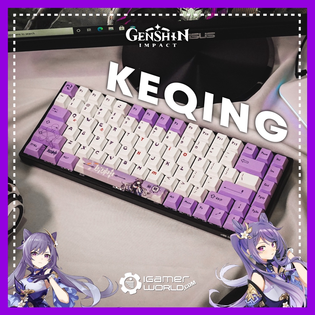 Keycaps Genshin Impact keqing PBT Dyesub for Mechanical Keyboard