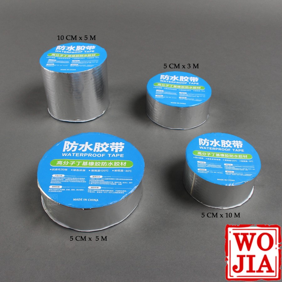 Lakban Anti Bocor Air Aluminium Foil Butyl Lem Tambal Waterproof Tape WOJIA