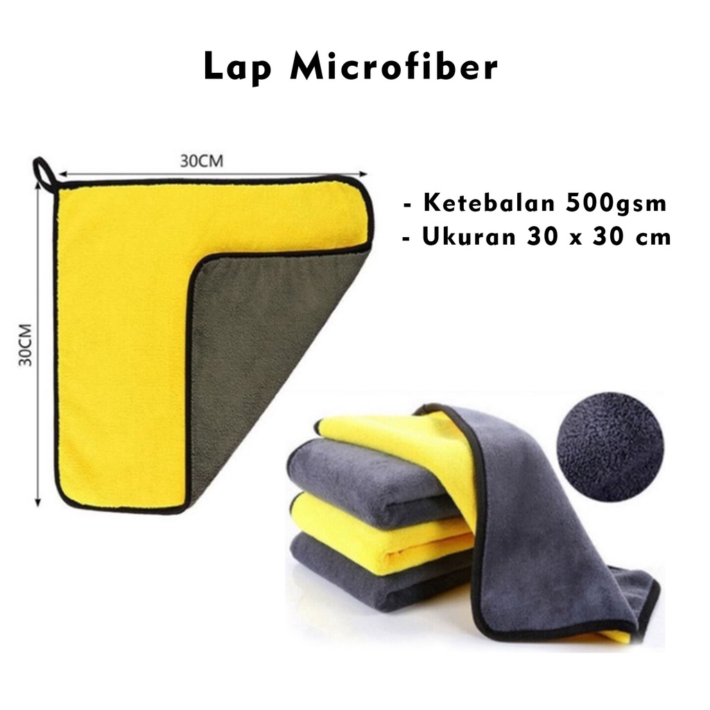 Lap Microfiber 30x30cm Tebal 500gsm Lap Mobil Lap Kain Lap Tebal