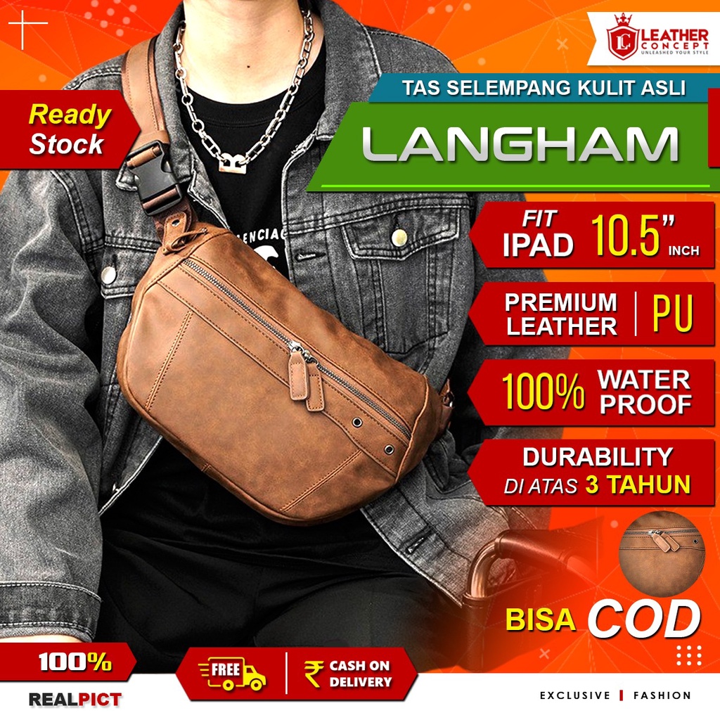 Tas Selempang Pria Waterproof Tas Pria Sling Bag Pria LANGHAM 100% ori