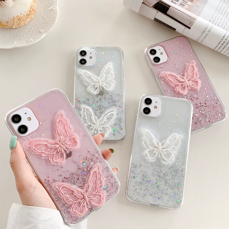 DIY Butterfly Embroidery Silicone Casing OPPO A3S A7 A5S