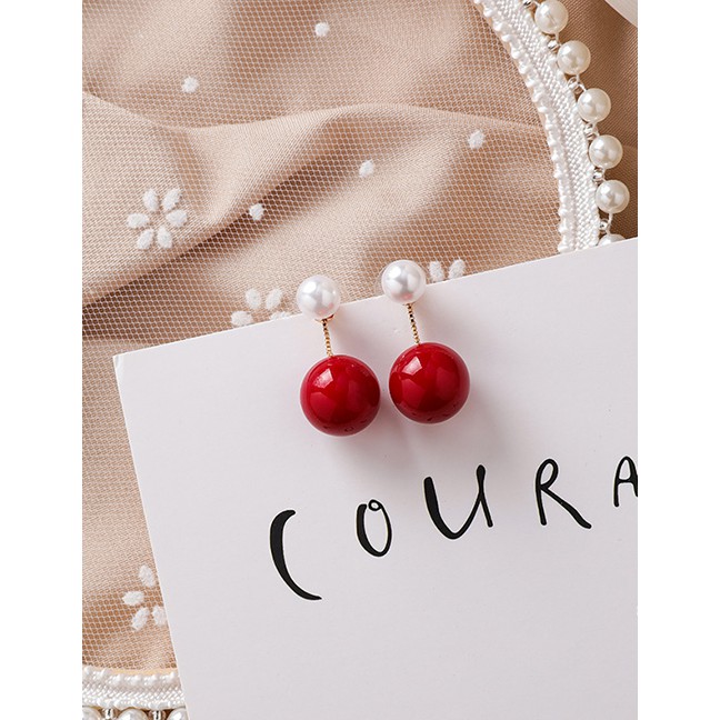 LRC Anting Tusuk Fashion Pearl Tassel Earrings D28161