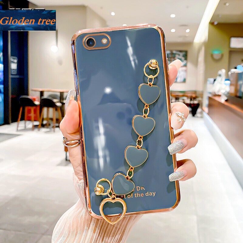 Gloden tree case Pelindung Kamera Anti Jatuh Dengan Gelang Hati Untuk OPPO A59 F1S A59S