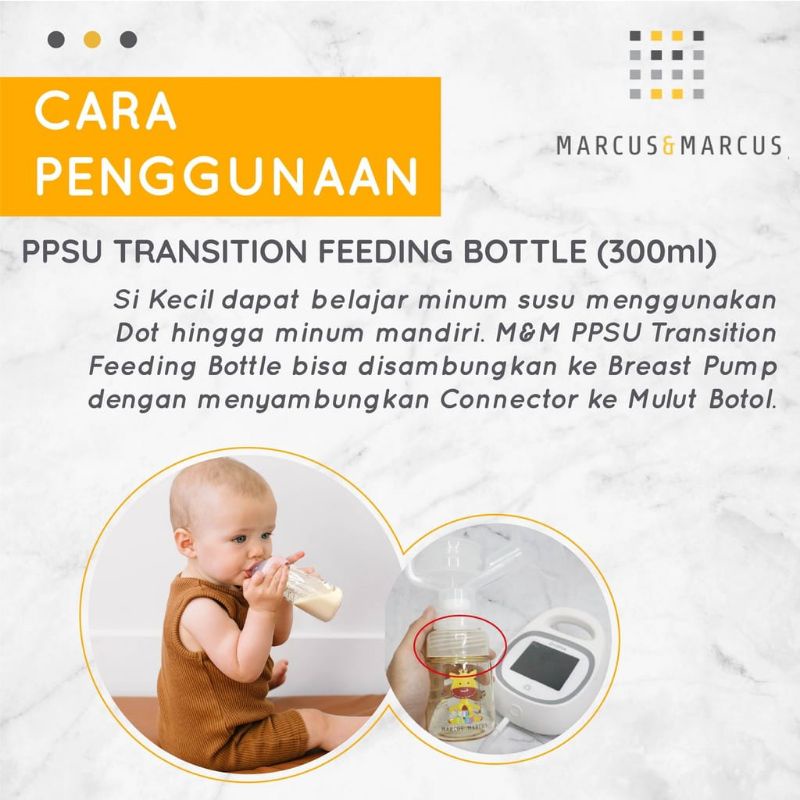 Marcus &amp; Marcus PPSU Transition Feeding Bottle 180 ml &amp; 300 ml - Botol Susu Anak