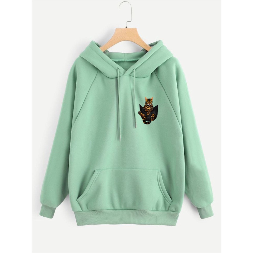 SWEATER CREWNECK CAT PEPPER PRIA/WANITA FLEECE