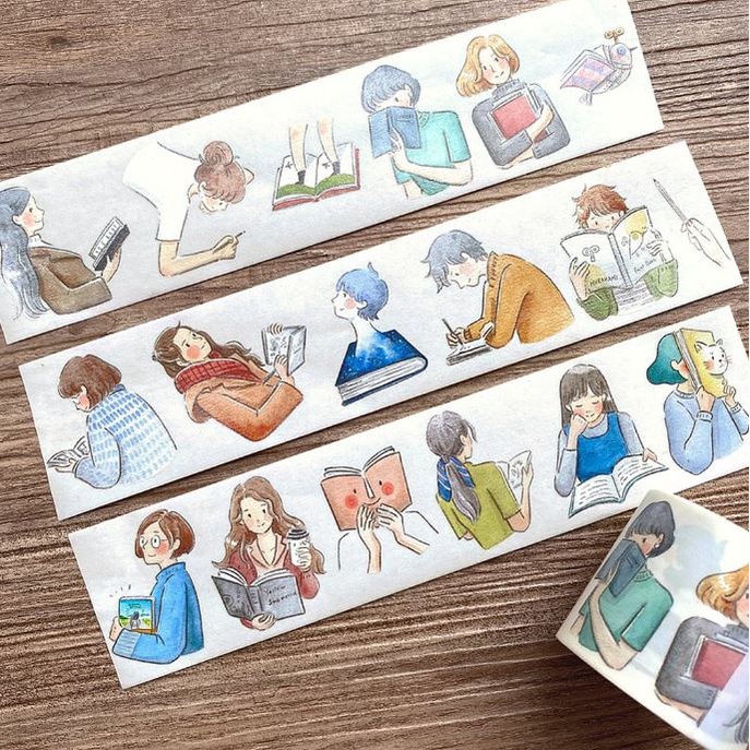 

WASHI SAMPLER - Point Chen Masking Tape - Reading Girls - 100cm