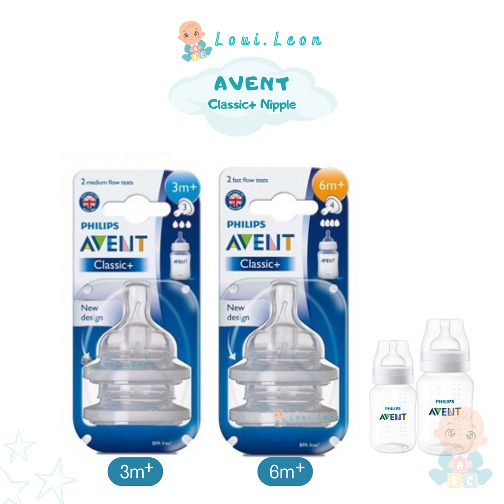 Original Philips Avent Nipple Classic+ 3m+ 6m+ l Karet Dot Botol Avent Classic Plus l Nipple Philip 