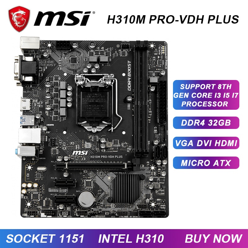 PREORDER MSI H310M PRO-VDH PLUS Motherboard 1151 Motherboard DDR4 Support Core i7-8086K i5-8600K Cpu