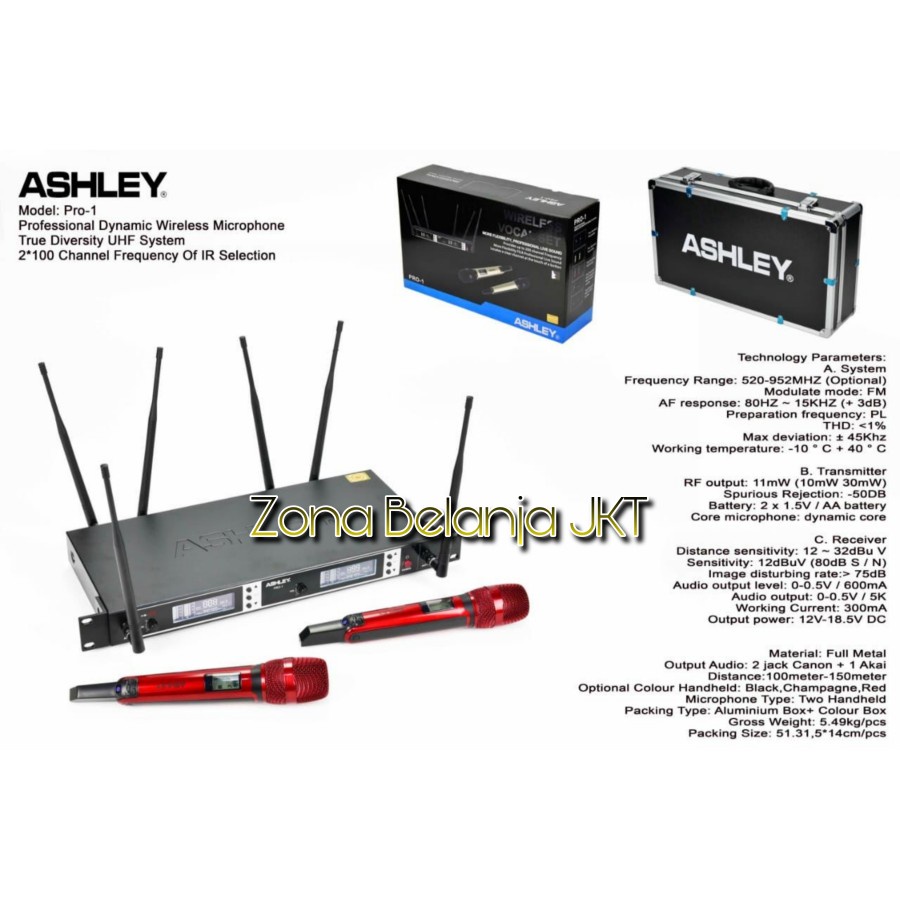 Microphone MIc Wireless ASHLEY PRO 1 UHF Multichannel ORIGINAL