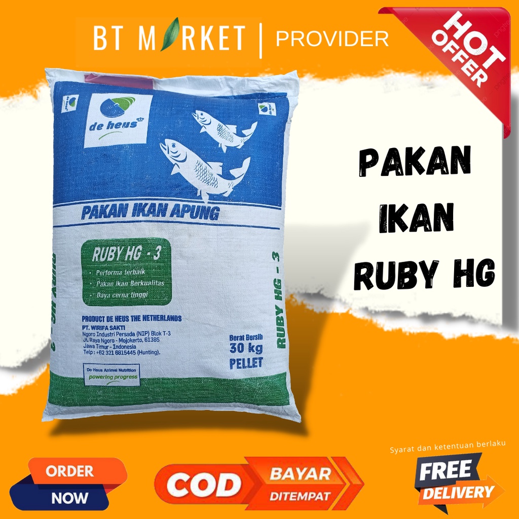 Pelet Ikan Pakan Ikan Ruby HG (10 kg) nila, mas, patin, bandeng, gurame, dan lele