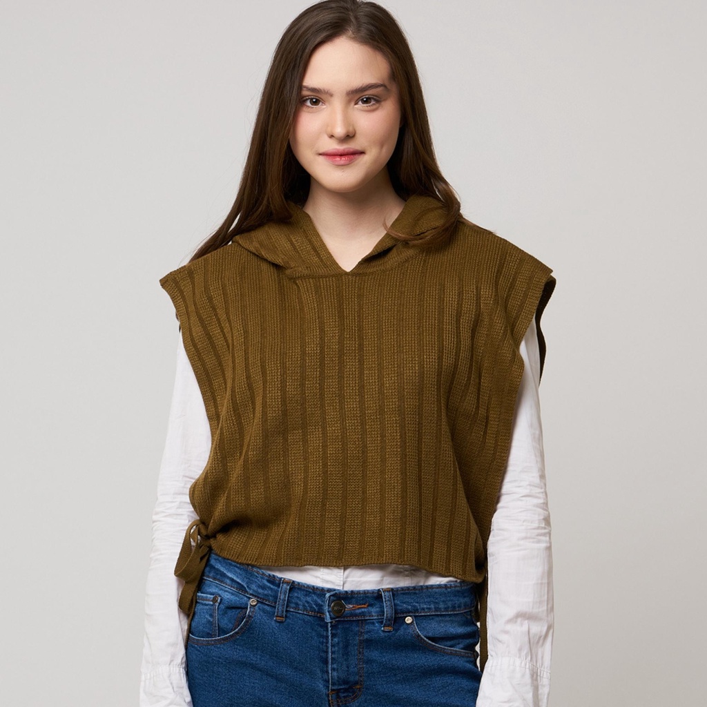 (Hanya di Shopee)  143ACW Vest Rajut Hoodie Wanita Sleeveless