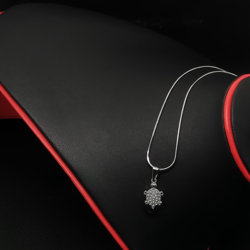 Kalung Rodium Wanita Liontin Kura-Kura paket kalung + liontin termurah awet dan mewah kalungnya