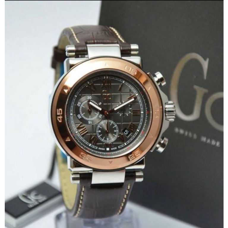 Jam Tangan Pria Gc X90005G2S Leather Original Swiss Made