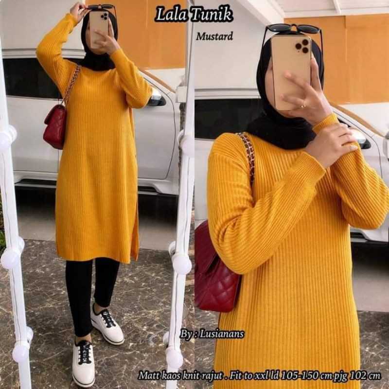 Tunik Rajut Wanita Belah Samping