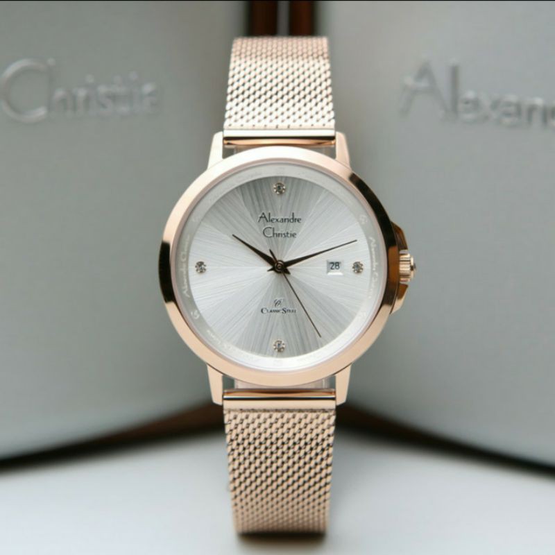 ALEXANDRE CHRISTIE AC2865 ROSEGOLD WHITE.ORIGINAL GARANSI RESMI 1 TAHUN