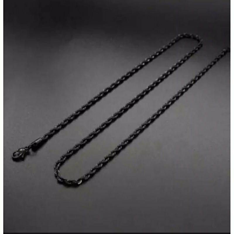 Kalung Tambang Titanium black import dijamin Antikarat bestseller bestquality premium Titanium hitam