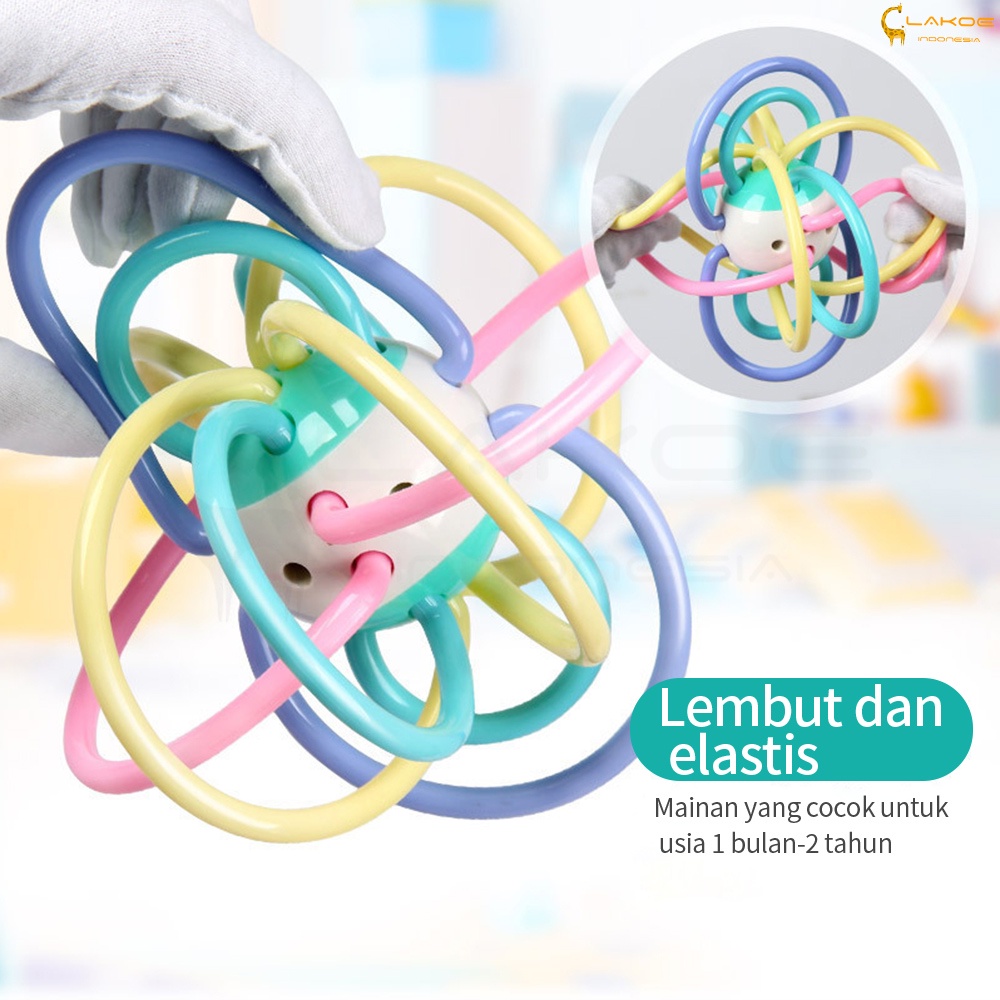 LAKOE Mainan bayi Manhattan bola /Rattle teether bayi karet lembut