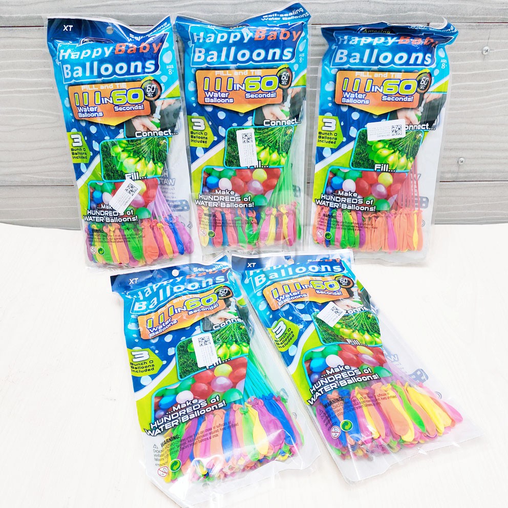 Happy Baby Balloons Isi 111 pcs Mainan Perang Balon Air Magic Bunch Water Balloon Bomb Fight