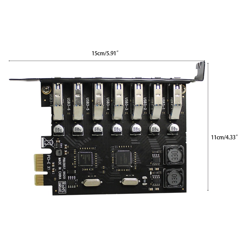 zzz PCI-E Extender Riser 1 to 7 USB 3.0 Riser Card PCI-E Adapter For Desktop Compute