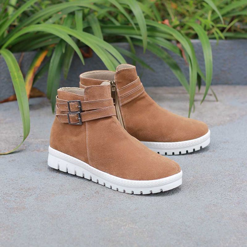 SEPATU BOOT KASUAL WANITA BOOTS FLAT CEWEK TANPA TALI