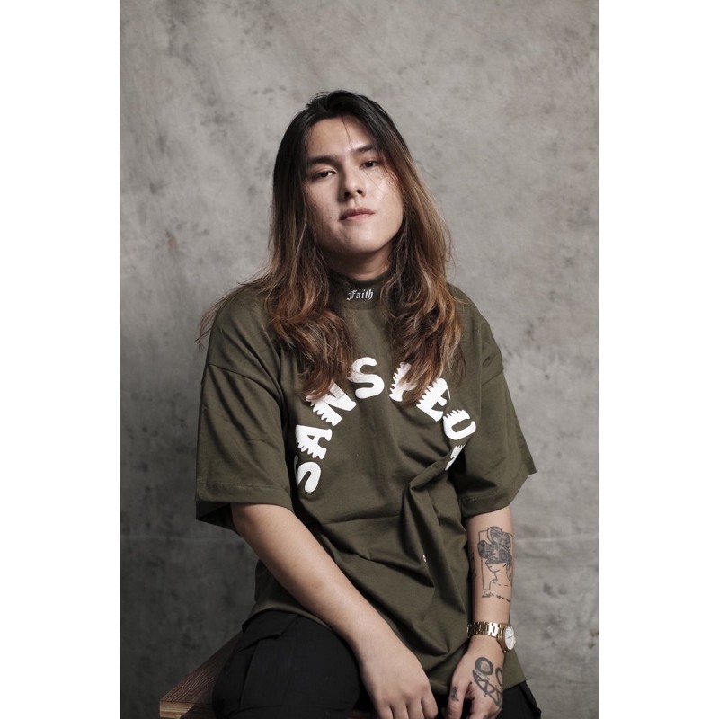 OVERSIZED T SHIRT KAOS OVERSIZE PRIA WANITA TSHIRT TEE BAJU COWOK CEWEK OLIVE GREEN