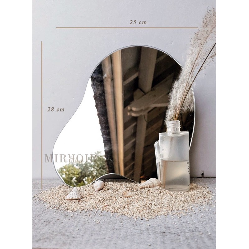 cermin aesthetic kaca cermin meja penyangga kayu aesthetic mirror