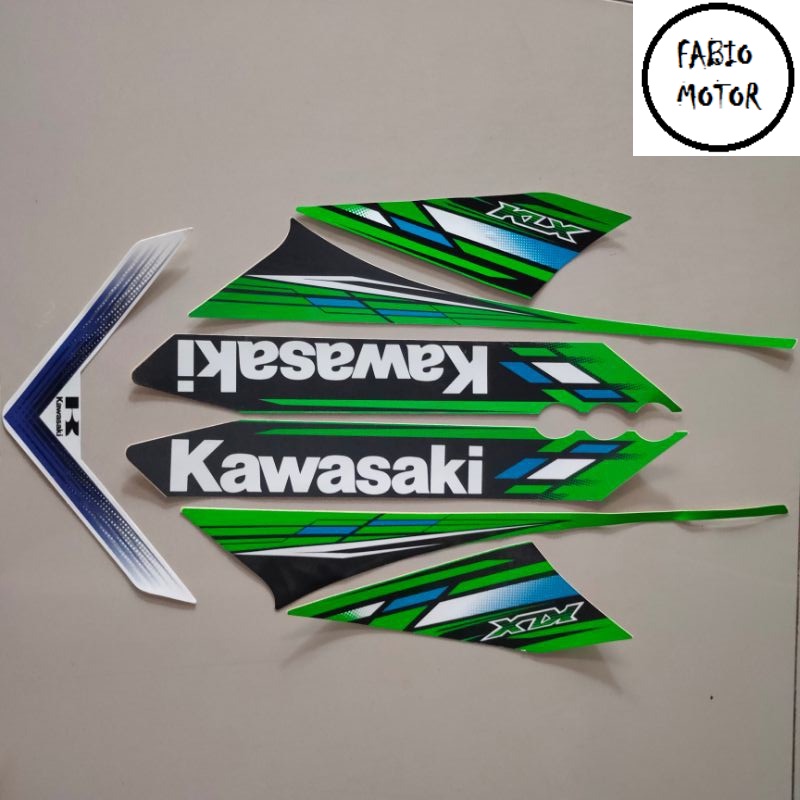stiker striping motor kawasaki klx 150 lama 2013 putih hijau